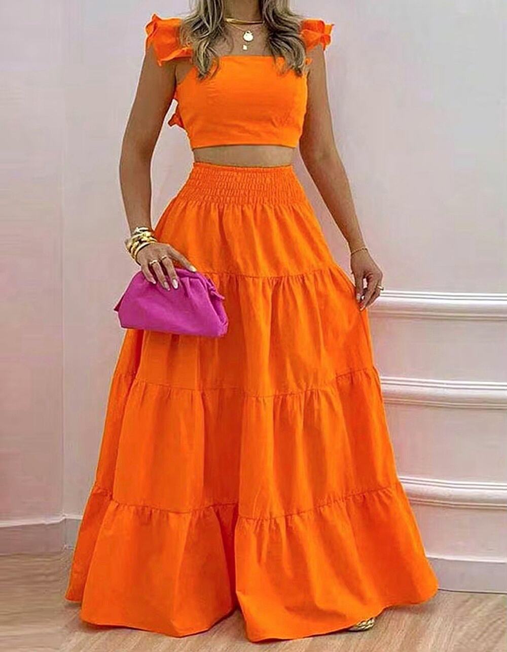 Spring Summer New Comfortable and Versatile Simple Mid Waist Sexy Strap Skirt So